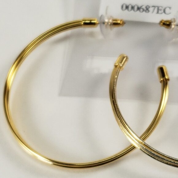 Women's Polished Gold tone Half Hoop Earrings - Picture 7 of 8